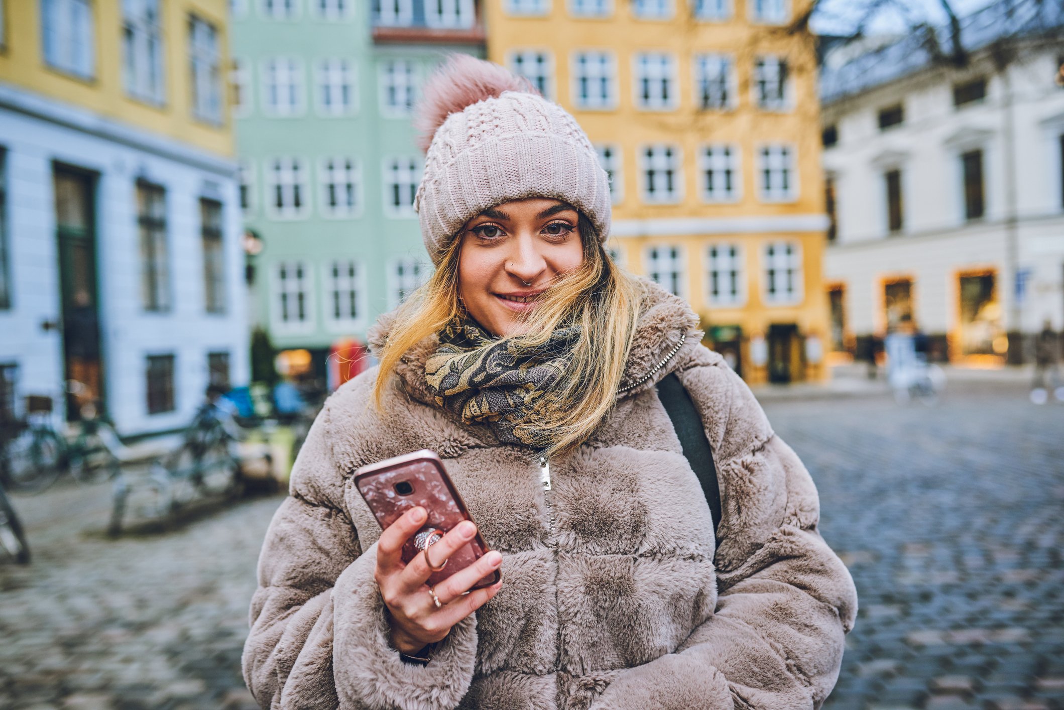 Woman With Hat And Phone